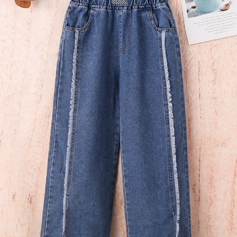 Pigernes Råkantede Jeans Med Brede Ben
