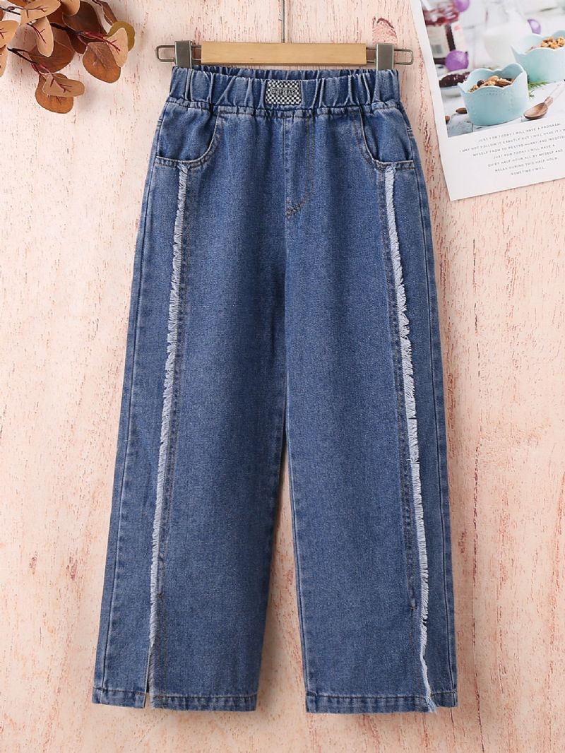 Pigernes Råkantede Jeans Med Brede Ben