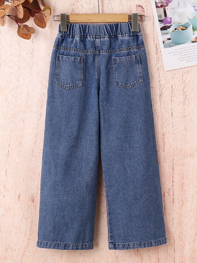Pigernes Råkantede Jeans Med Brede Ben