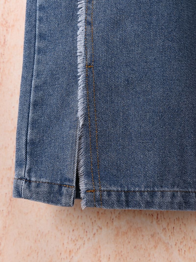 Pigernes Råkantede Jeans Med Brede Ben