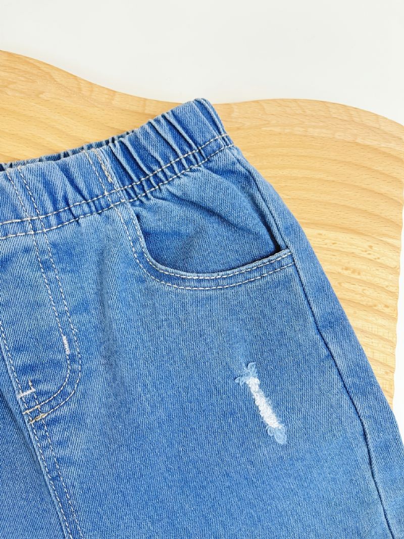 Småbørn Piger Casual Jeans 2 Lag Flæse Denim Flare Bukser Børnetøj