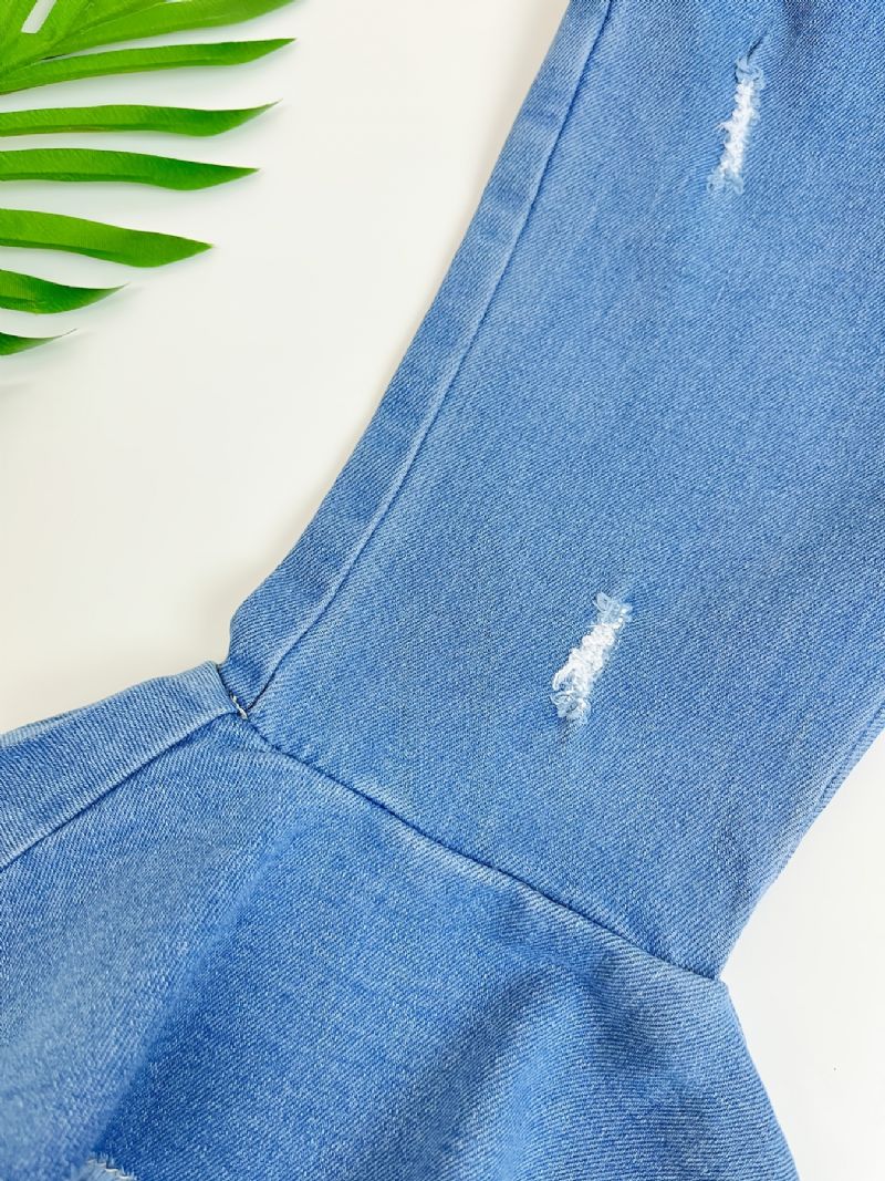 Småbørn Piger Casual Jeans 2 Lag Flæse Denim Flare Bukser Børnetøj