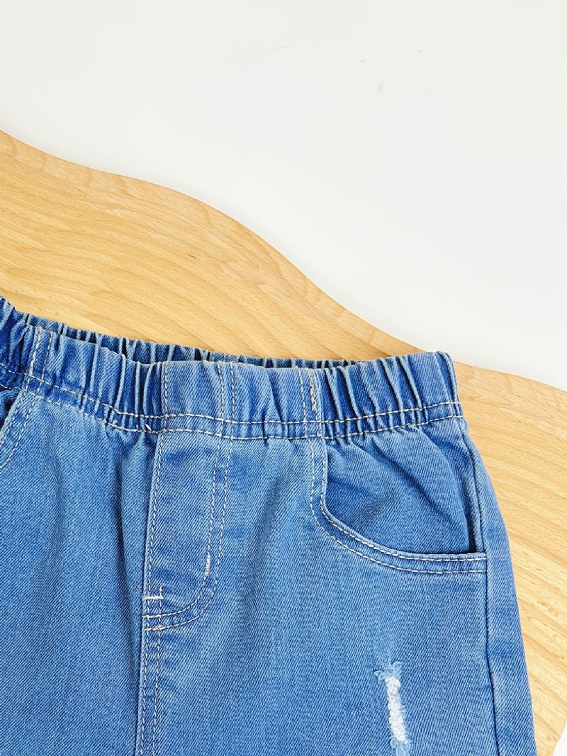 Småbørn Piger Casual Jeans 2 Lag Flæse Denim Flare Bukser Børnetøj