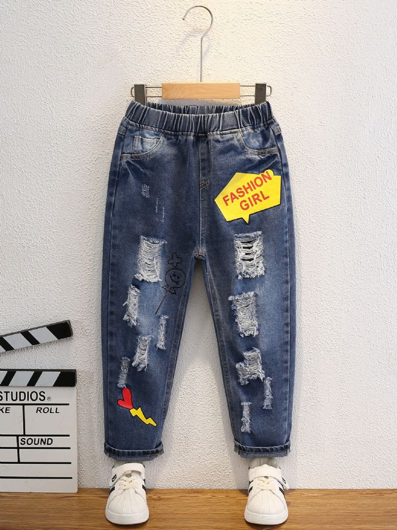 Småbørn Piger Ripped Print Jeans
