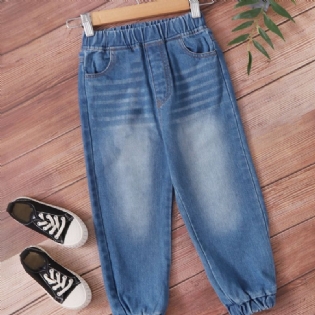 Småbørnspiger Casual Jeans Med Elastik I Taljen