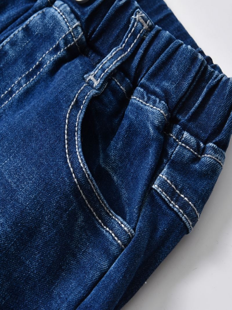 Stretch Jeans Med Lige Ben Til Drenge Elastisk Linning Denimbukser Børnetøj