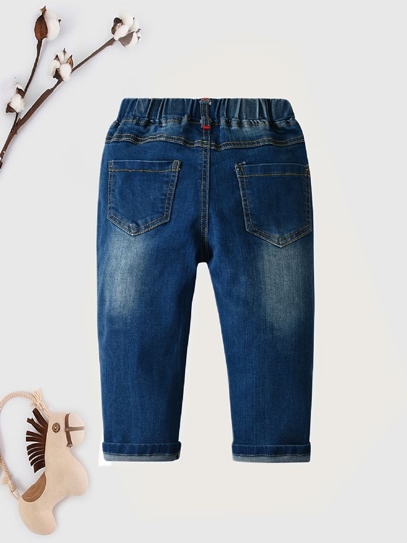 Stretch Jeans Med Lige Ben Til Drenge Elastisk Linning Denimbukser Børnetøj