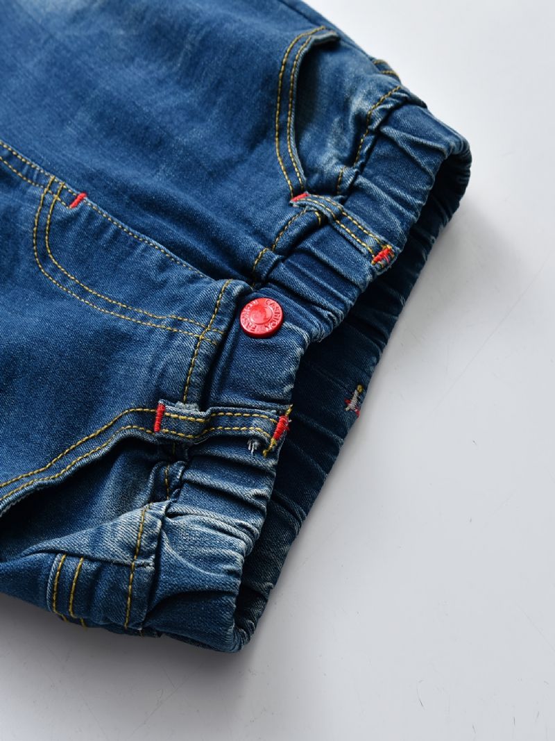 Stretch Jeans Med Lige Ben Til Drenge Elastisk Linning Denimbukser Børnetøj