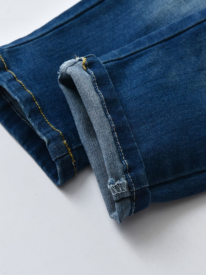 Stretch Jeans Med Lige Ben Til Drenge Elastisk Linning Denimbukser Børnetøj