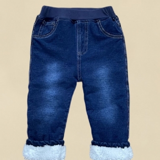 Toddler Baby Denim Casual Jeans Fleece Tykkede Varme Bukser Drenge Piger