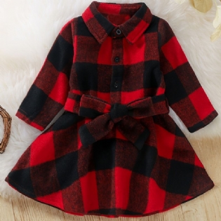 Baby Pige Ulden Plaid Kjole