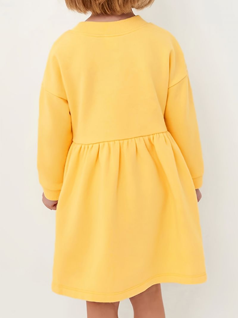 Baby Piger Flower Patchwork Kjole Langærmet Crew Neck Dress Børnetøj
