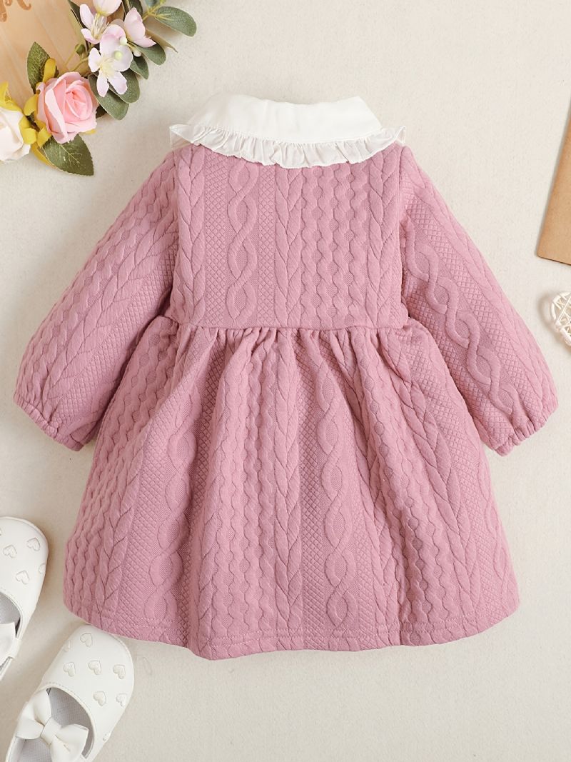 Baby Piger Langærmet Kjole Dukke Krave Solid Buttons Børnetøj