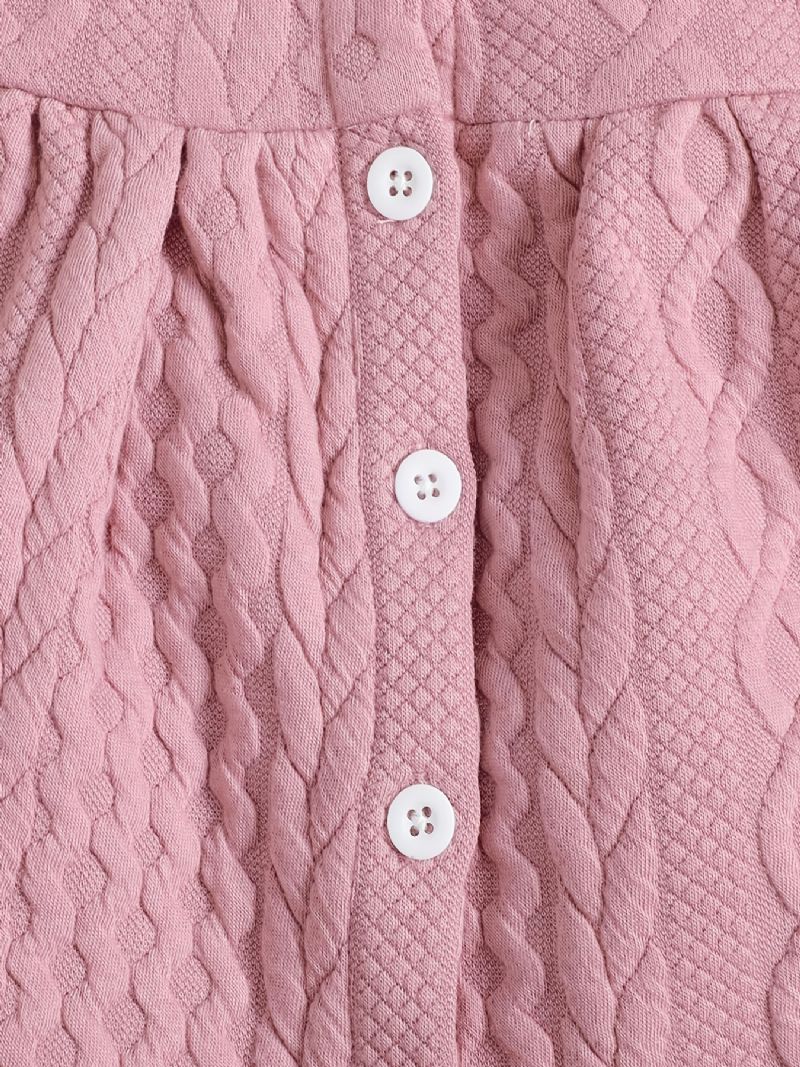 Baby Piger Langærmet Kjole Dukke Krave Solid Buttons Børnetøj