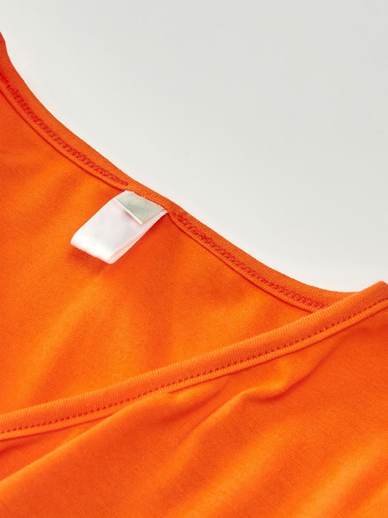 Baby Piger Langærmet Kjole V-hals Blomster Stitching Orange Børnetøj