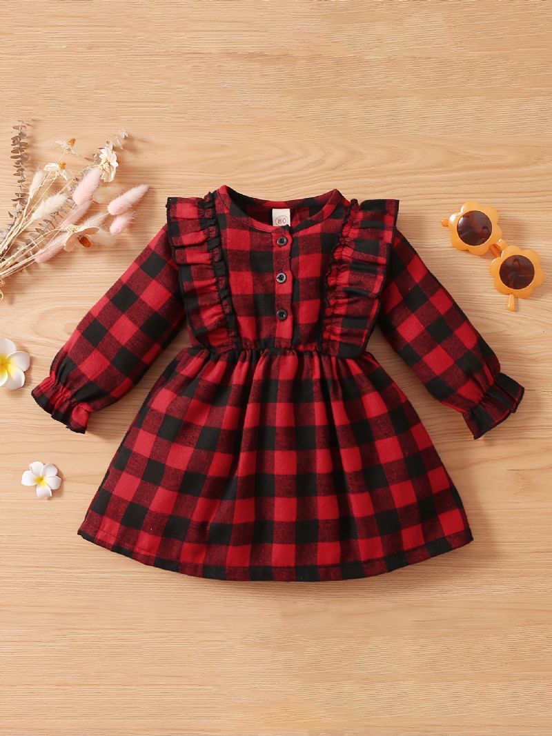 Baby Piger Plaid Kjole Til Efterår Og Vinter Ny