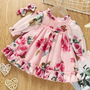 Baby Piger Rose Flower Lanterne Sleeve Sød Kjole