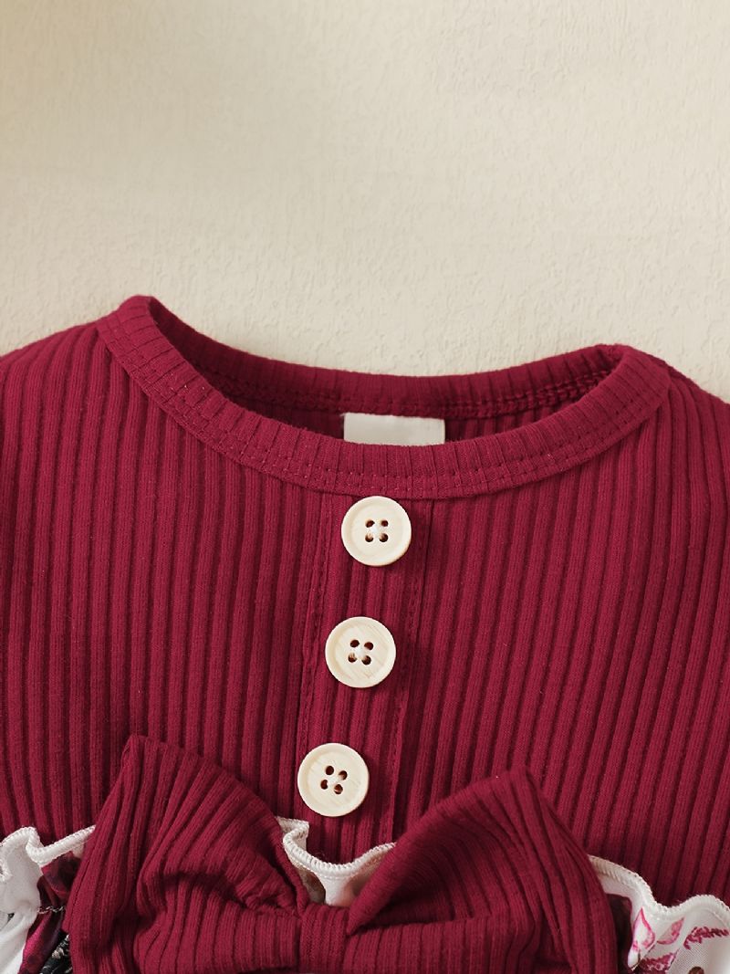 Babyblomstret Bunny Langærmet Kjole Med Matchende Pandebånd