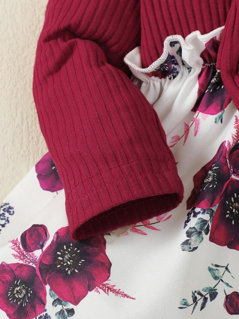Babyblomstret Bunny Langærmet Kjole Med Matchende Pandebånd