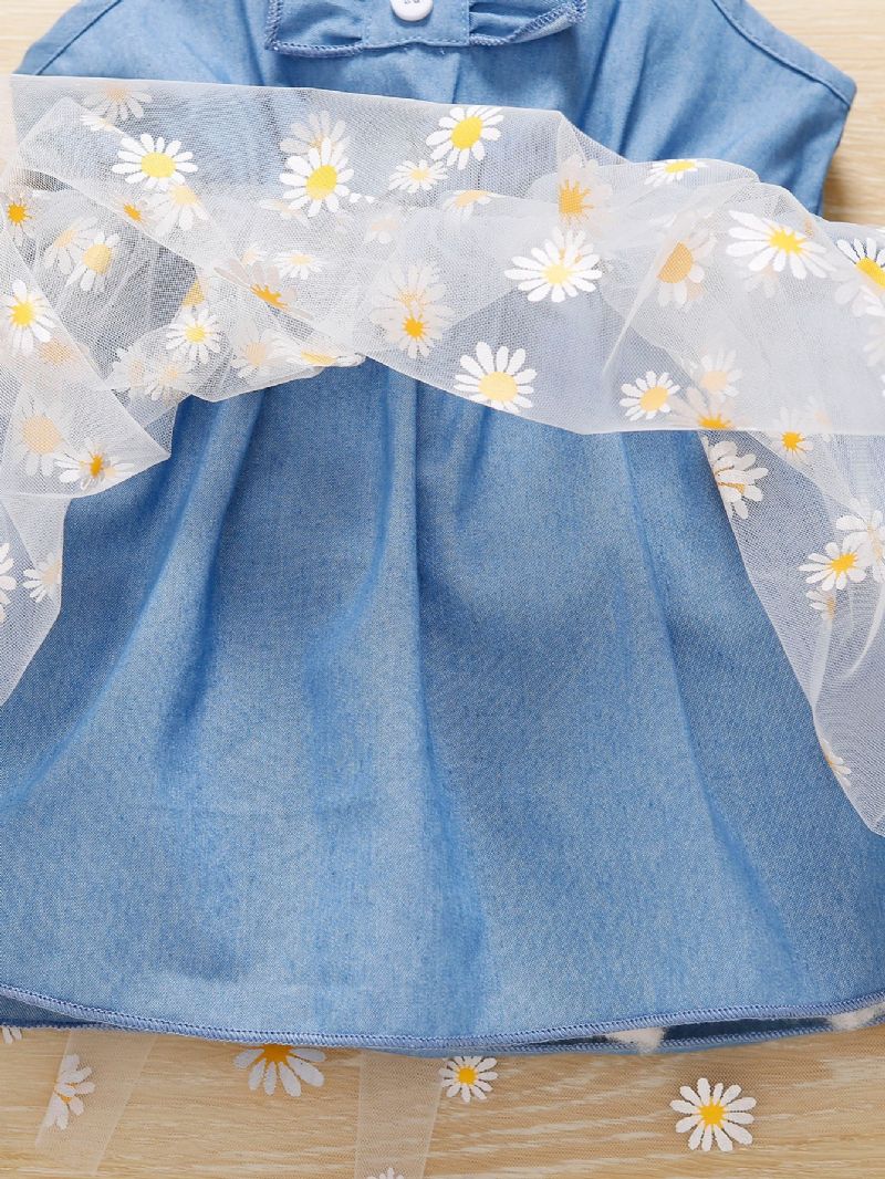 Babypige Seler Mesh-blomstret Bomuldskjole