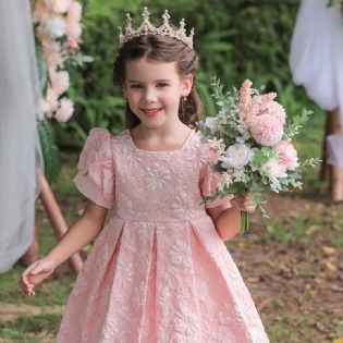 Babypigekjole Lanterneærmet Blomsterprint Prinsessekjole Brudekjole Efterfølgende Aftenkjole