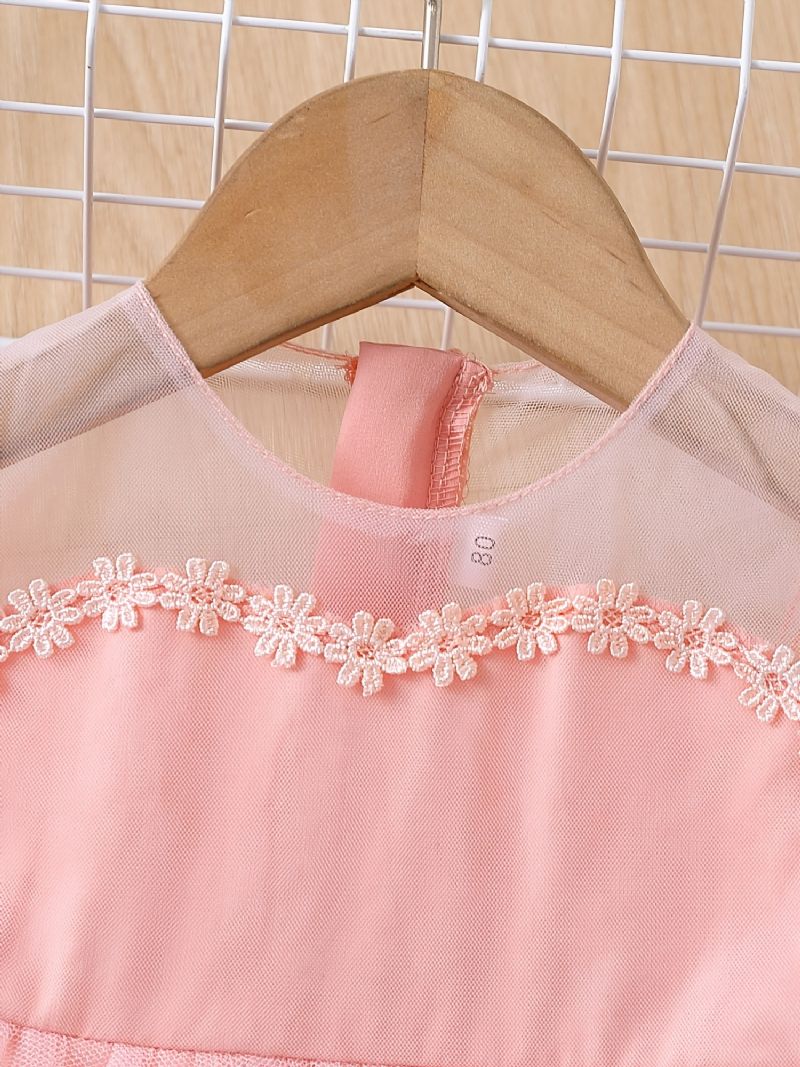 Babypiger Elegant Sød Mesh Prinsessekjole Med Enhjørning Print Til Fødselsdagsfest Pink