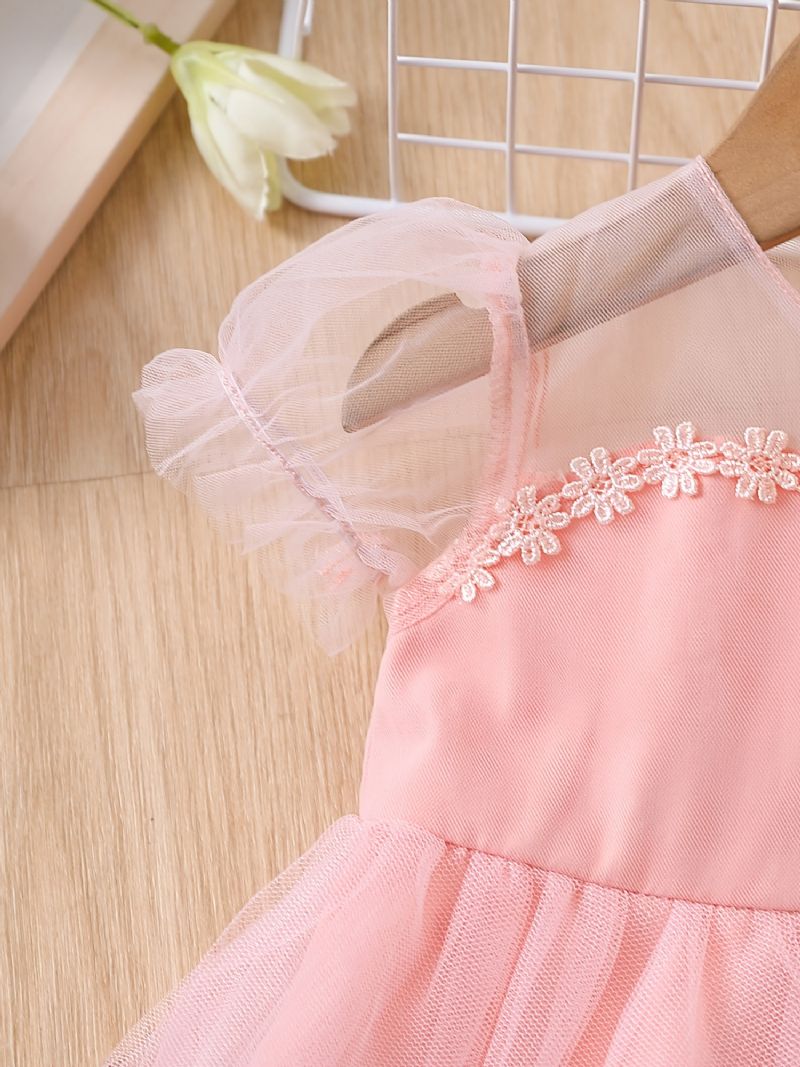 Babypiger Elegant Sød Mesh Prinsessekjole Med Enhjørning Print Til Fødselsdagsfest Pink