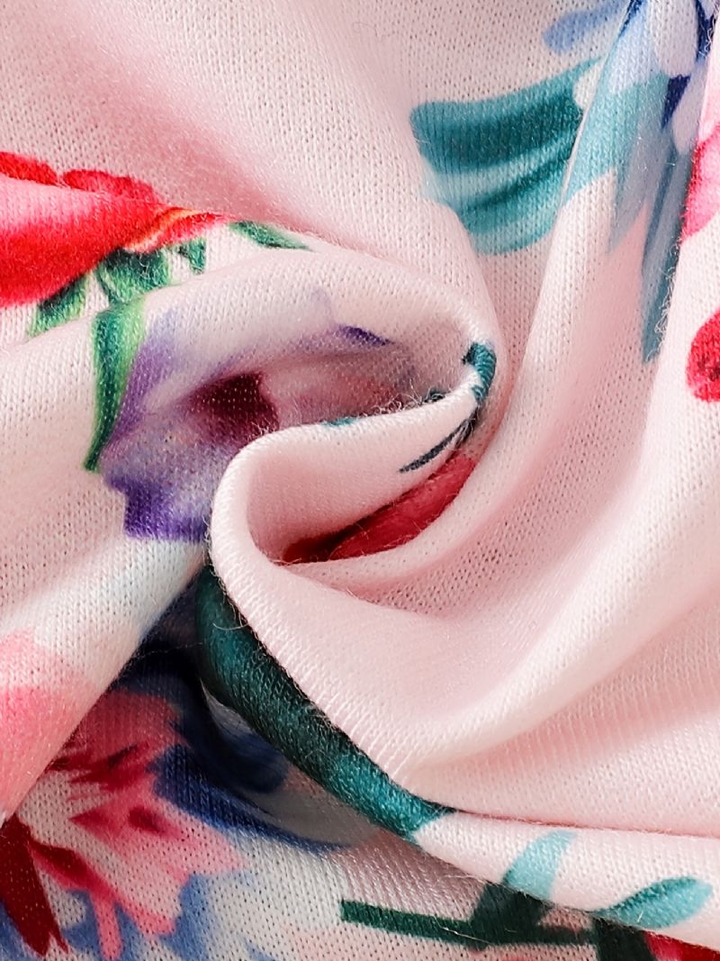 Babypiger Elegant Søde Blomsterprint Mesh Tutu Kjole Med Sløjfe Til Fest Pink