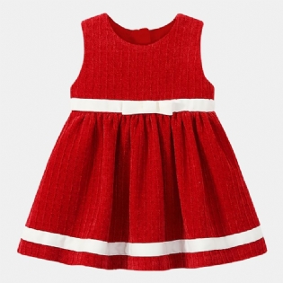 Babypiger Prinsesse Rød Ærmeløs Sløjfekjole Børn Småbørn Tøj