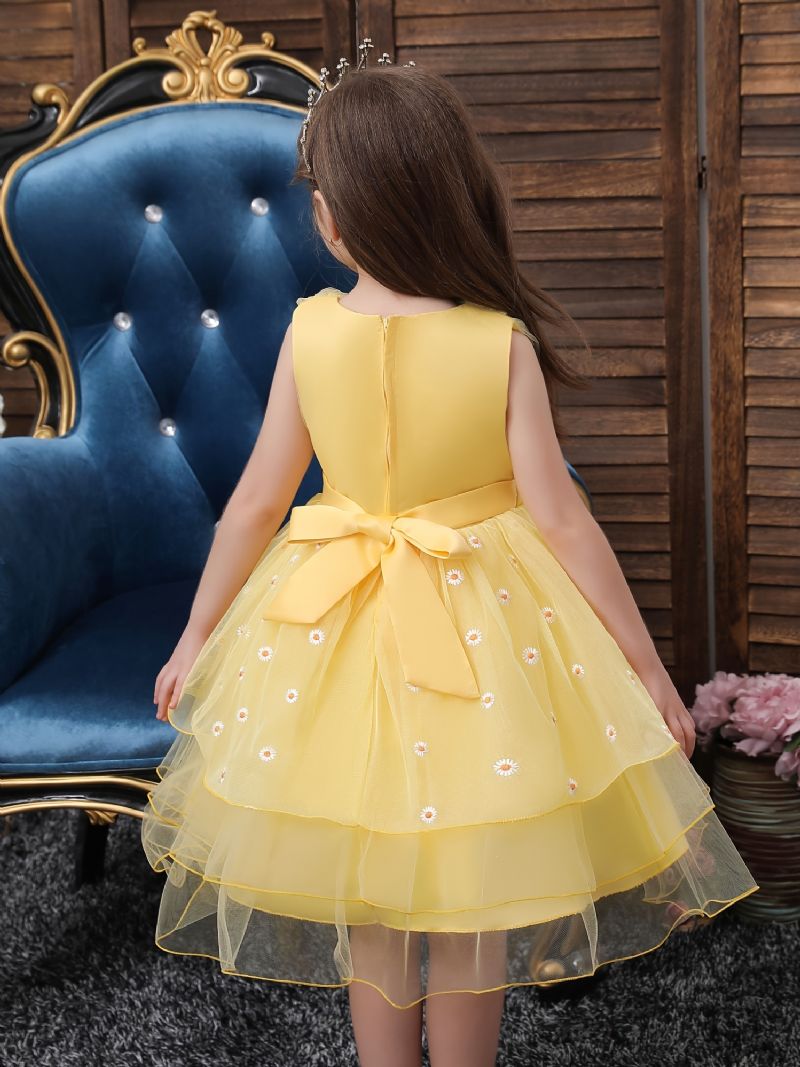 Babypiger Tutu-kjole Uden Ærmer Blomster Broderi Mesh Festkjole Prinsessekjole Brudekjole Blomsterpiger Børnetøj