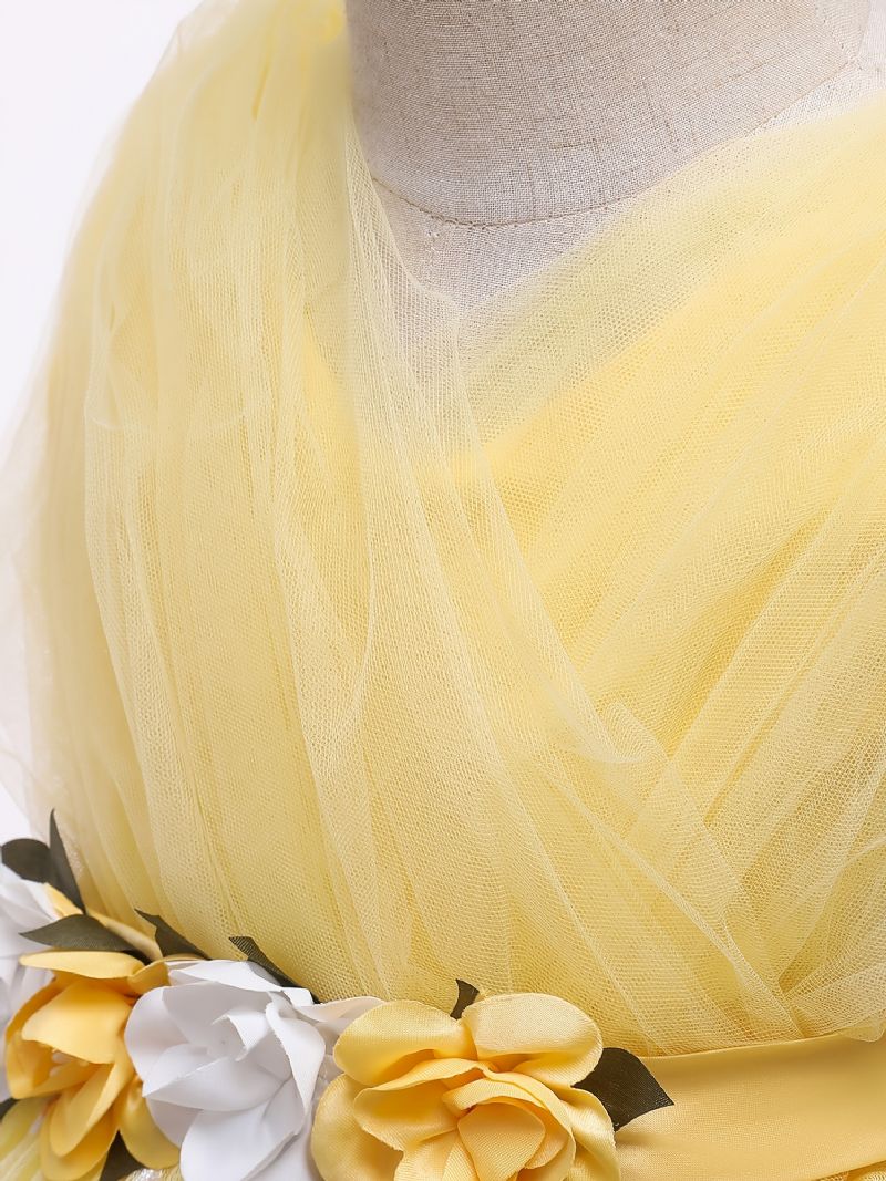 Babypiger Tutu-kjole Uden Ærmer Blomster Broderi Mesh Festkjole Prinsessekjole Brudekjole Blomsterpiger Børnetøj