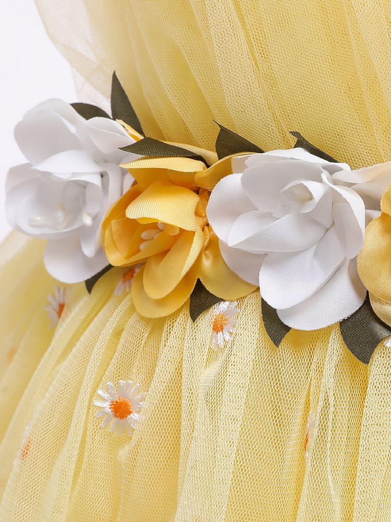 Babypiger Tutu-kjole Uden Ærmer Blomster Broderi Mesh Festkjole Prinsessekjole Brudekjole Blomsterpiger Børnetøj