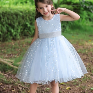 Babypigers Solid Polka Dots-kjole Prinsessekjole Fødselsdagsfest Særlig Lejlighed
