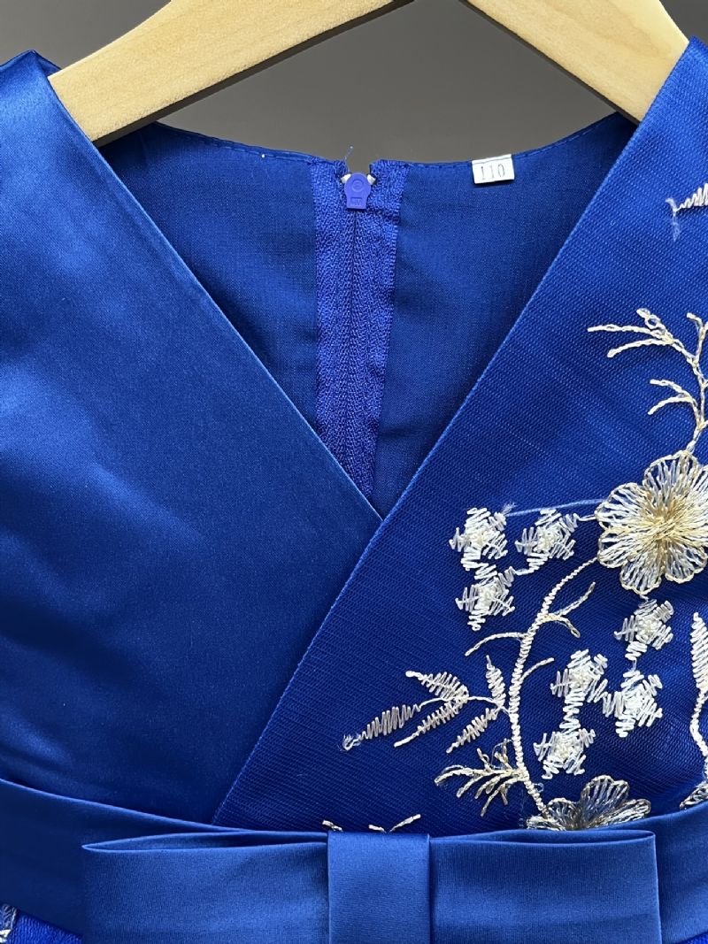 Børnekortærmede Tylkjole Blomsterbroderi Festkjole Prinsessekjole Brudekjole Blomsterpiger Børnetøj