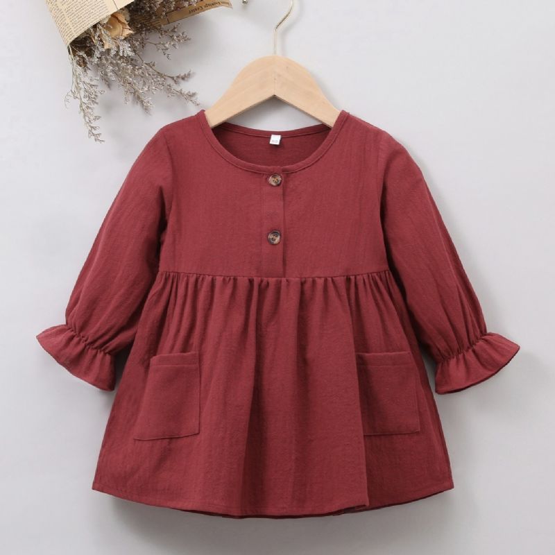 Christmas Price Cuts Baby Piger Double Pocket Langærmet Kjole