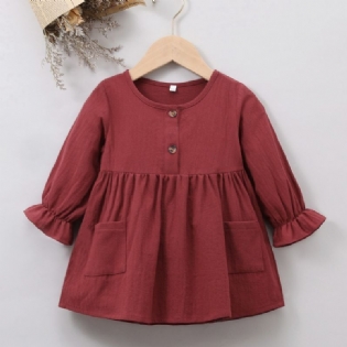 Christmas Price Cuts Baby Piger Double Pocket Langærmet Kjole