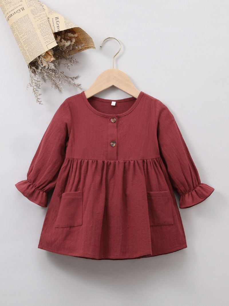 Christmas Price Cuts Baby Piger Double Pocket Langærmet Kjole