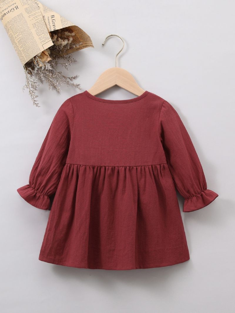 Christmas Price Cuts Baby Piger Double Pocket Langærmet Kjole