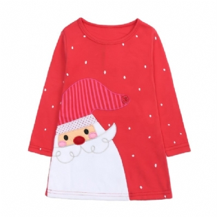 Jul Baby Piger Langærmet Kjole Tegneserie Print Stribet Prinsesse