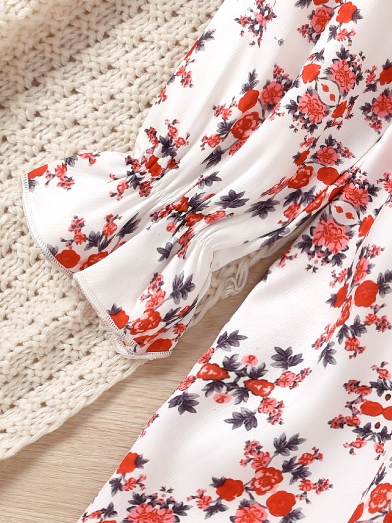 Langærmet Pigekjole Med Blomsterprint