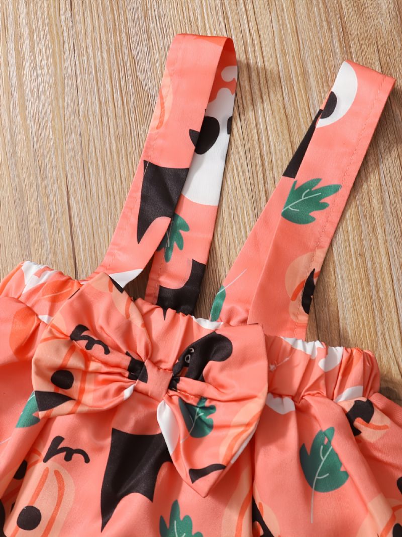 Outfits Til Nyfødte Babypiger Flæsebukser Pumpkin Bat Ghost Suspender Nederdel & Pandebånd