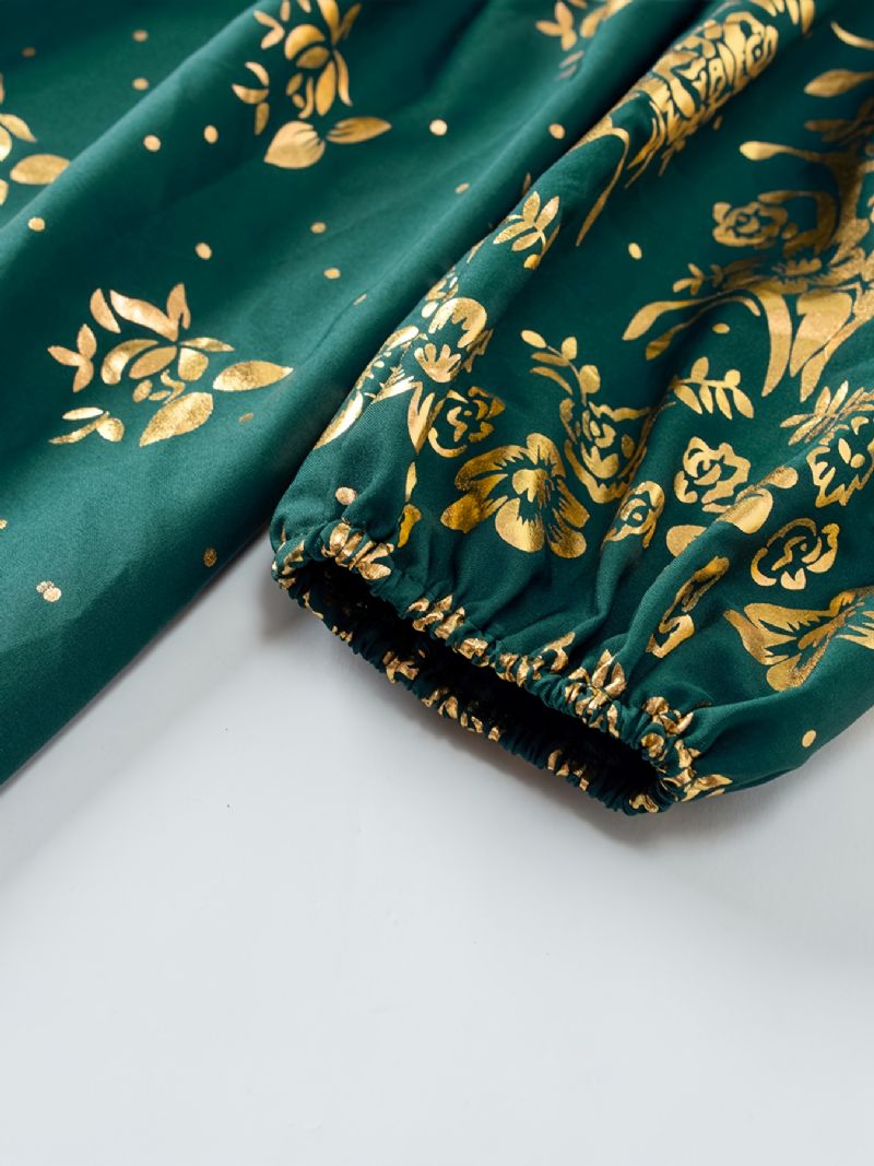 Pige Casual Polka Dot Floral Langærmet Kjole Børnetøj