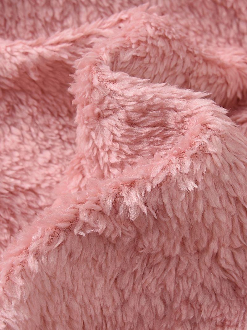 Pige Fleece Varm Kjole Brev Broderet Høj Hals Lange Ærmer Til Vinter Børnetøj