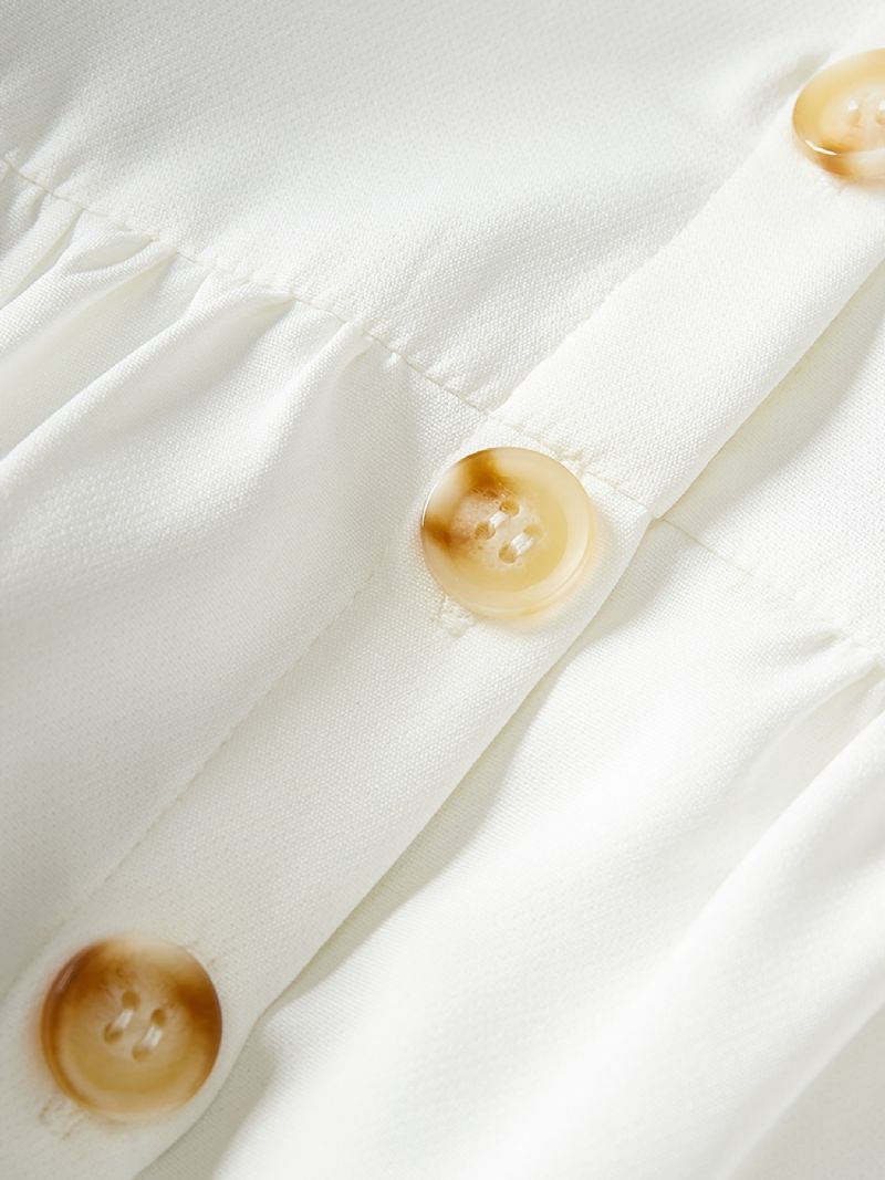 Pige Solid Langærmet Button Up Casual Dress Børnetøj