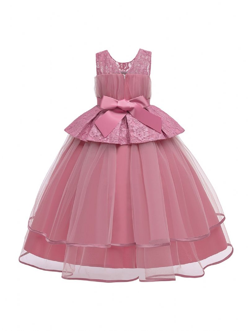 Pigeekjole Ærmeløs Puffy Princess Dress Blonde Patchwork Flisekjole