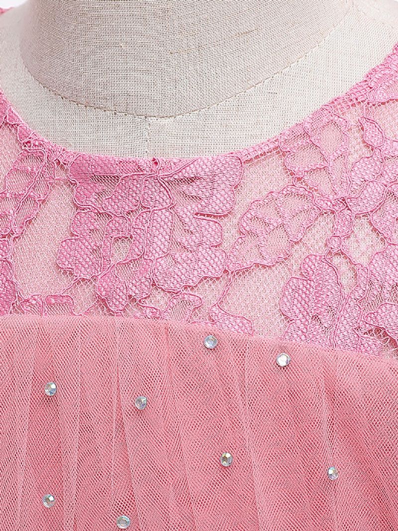 Pigeekjole Ærmeløs Puffy Princess Dress Blonde Patchwork Flisekjole