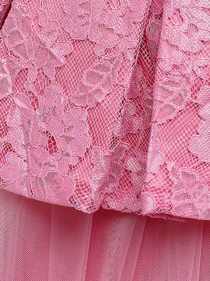 Pigeekjole Ærmeløs Puffy Princess Dress Blonde Patchwork Flisekjole