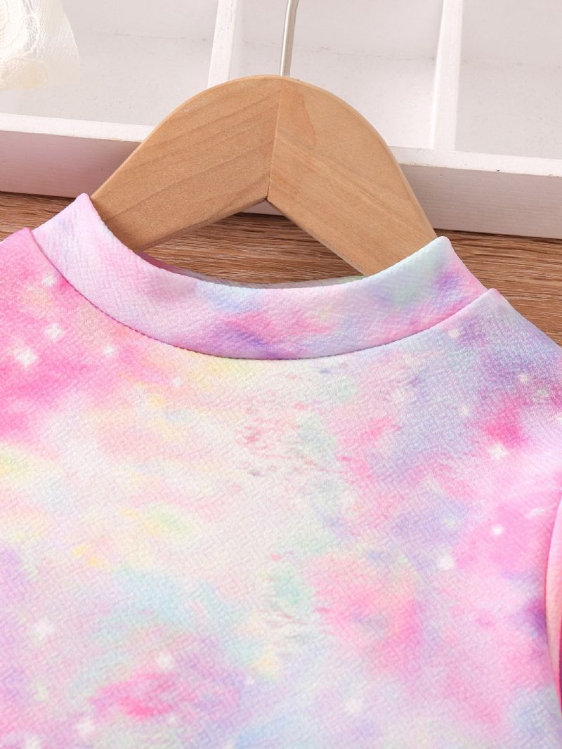 Pigekjole Tie Dye Unicorn Print Langærmet Kjole Prinsessekjole