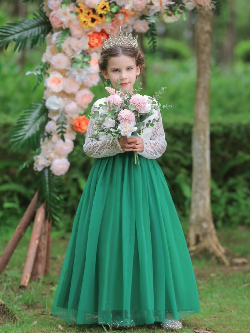 Piger Blonde Brudekjole Broderede Blomsterprinsesse Sparkle Tyl Fødselsdagsfest Kjoler