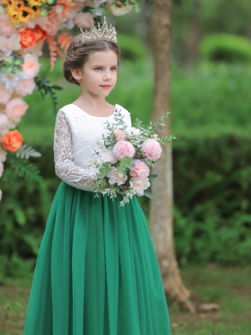 Piger Blonde Brudekjole Broderede Blomsterprinsesse Sparkle Tyl Fødselsdagsfest Kjoler